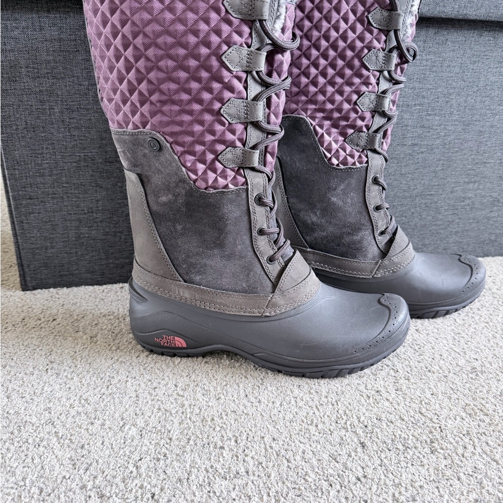 The North Face Women's Quilted Purple and Gray Boots
